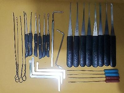 Locksmith Tension Wrench Tool , Broken Key Extractor Tools With Transparent Practice Pick Lock Combination