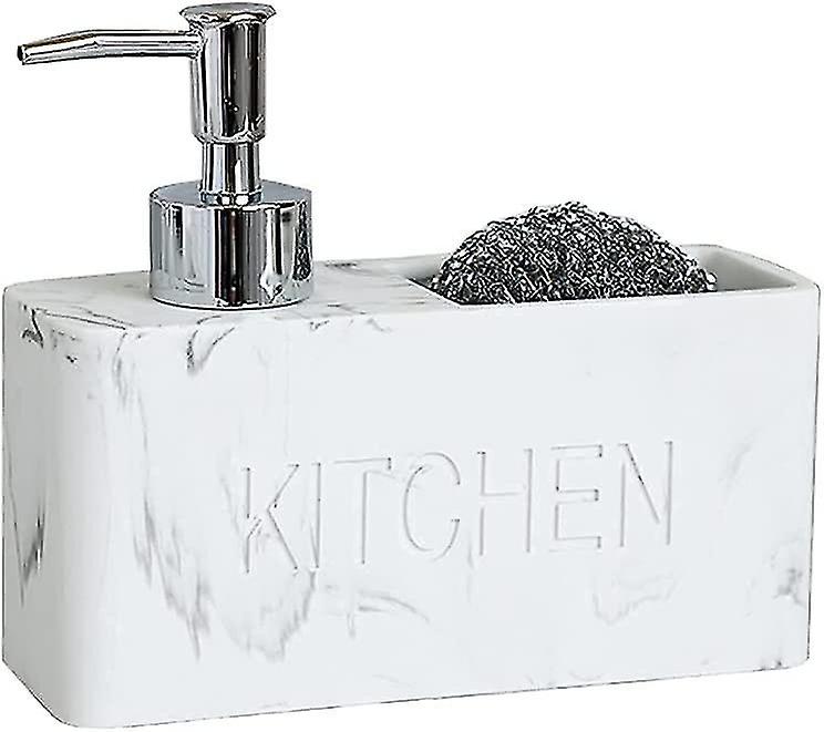 Soap Dispenser With Refillable Sponge Holder For Storing And Organizing Soap And Lotion, Kitchen Dec