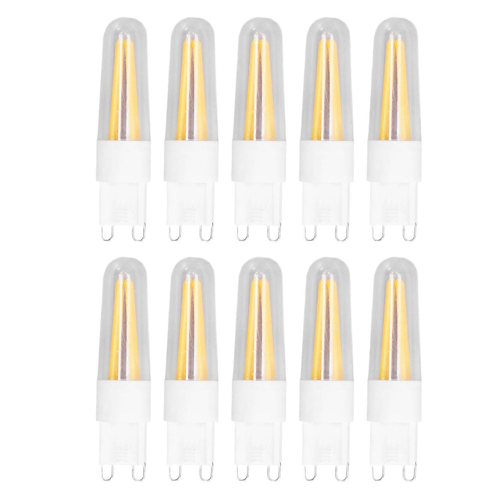Pack of 10 G9 LED Bulbs 3W 200lm Long Filament for Chandelier, Ceiling Light, Table Lamp, Warm White 220V