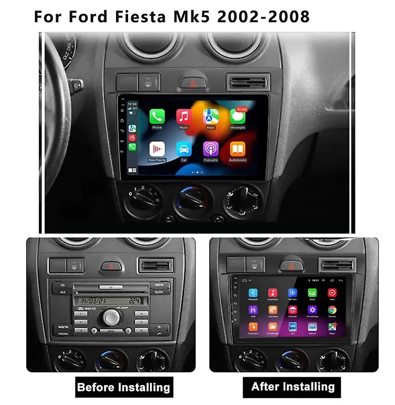 Autoradio Android 13 Con CarPlay Per Ford Fiesta Mk5 2002-2008 - Schermo 9", 6GB RAM, 128GB, DAB+, Telecamera Posteriore