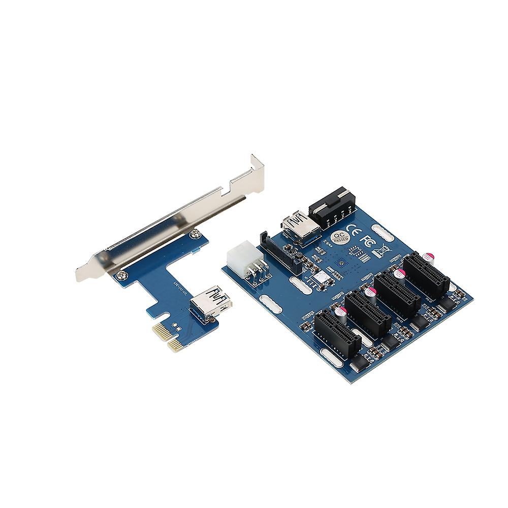 PCI-E 1X Adapter Card PCI-E to 4 PCI-E Ports Expansion Card Converter Card with USB3.0 Cable Power C