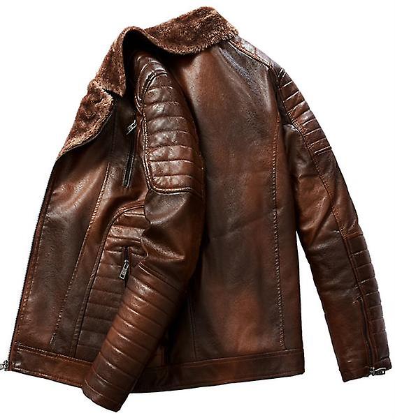 Men's Basic Motorcycle Jacket with Pockets Fleece Lined Faux Leather Jacket