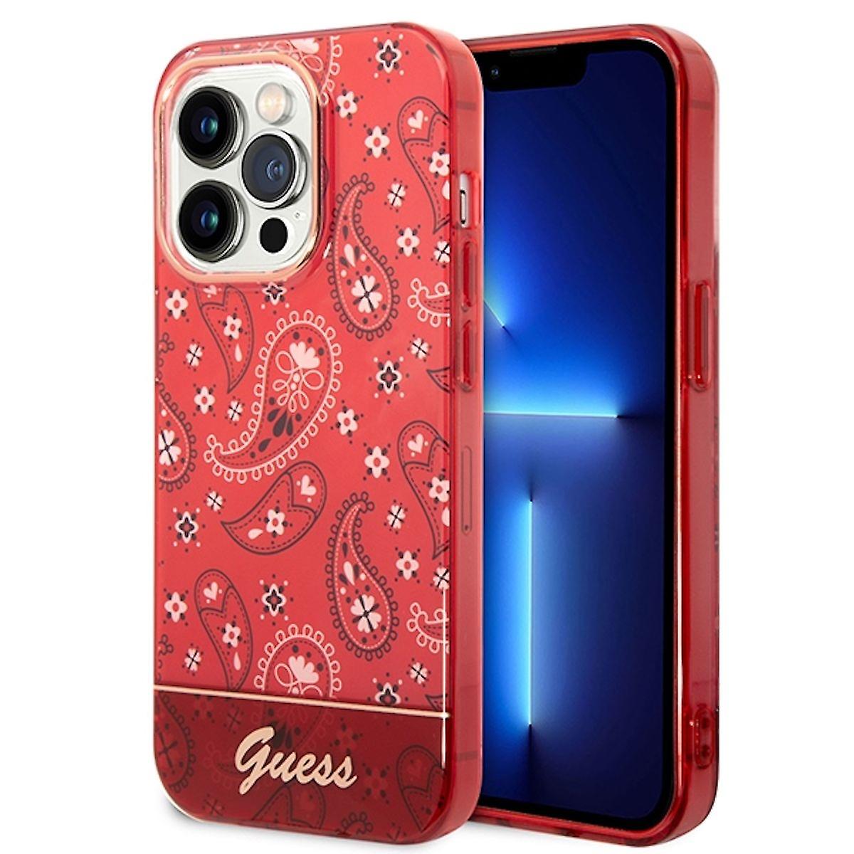 GUESS 苹果 iPhone 14 Pro Max 保护壳硬壳 头巾 花纹红色