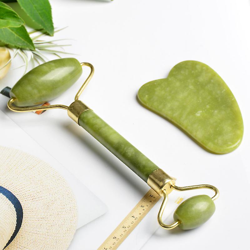 2pcs Masseur Guasha Facial Jade Roller Face Lift Corps GuaSha Board Tool Set Nouveau