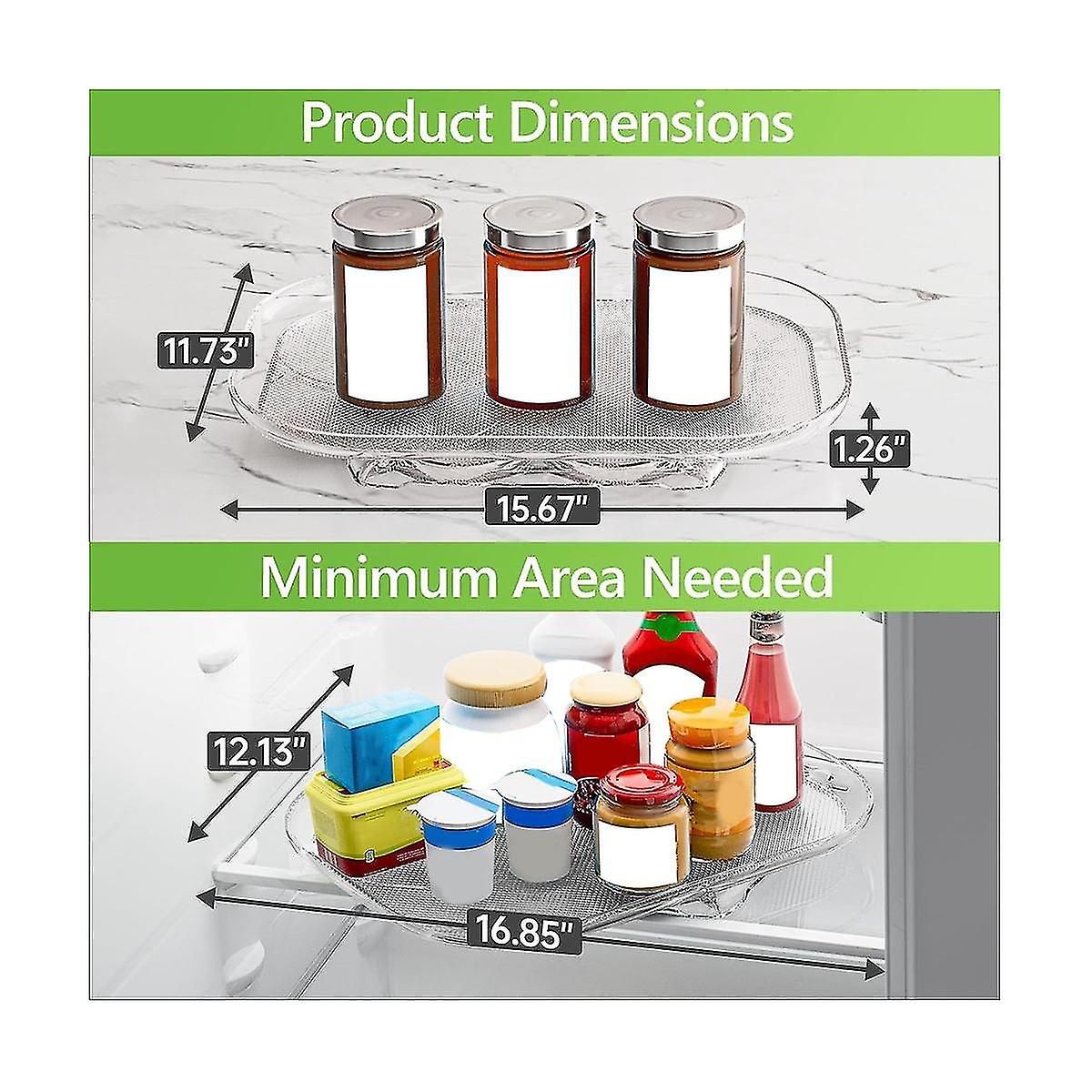 Turntable Organizer For Refrigerator 360 Rotatable Rectangle Storage Rack Clear Turntable Rack For Kitchen Cabinet Table