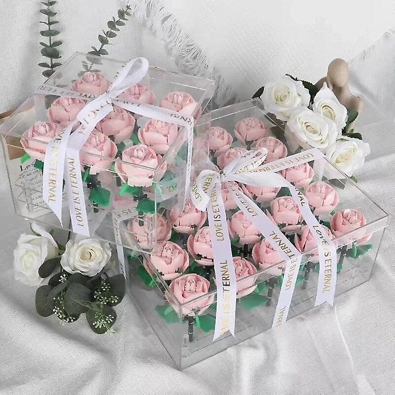 Pink Rose Moc Building Blocks Toys Valentine's Day DIY Bricks Kit Cadou pentru cuplu Declarație de dragoste Flower Language Prima dragoste