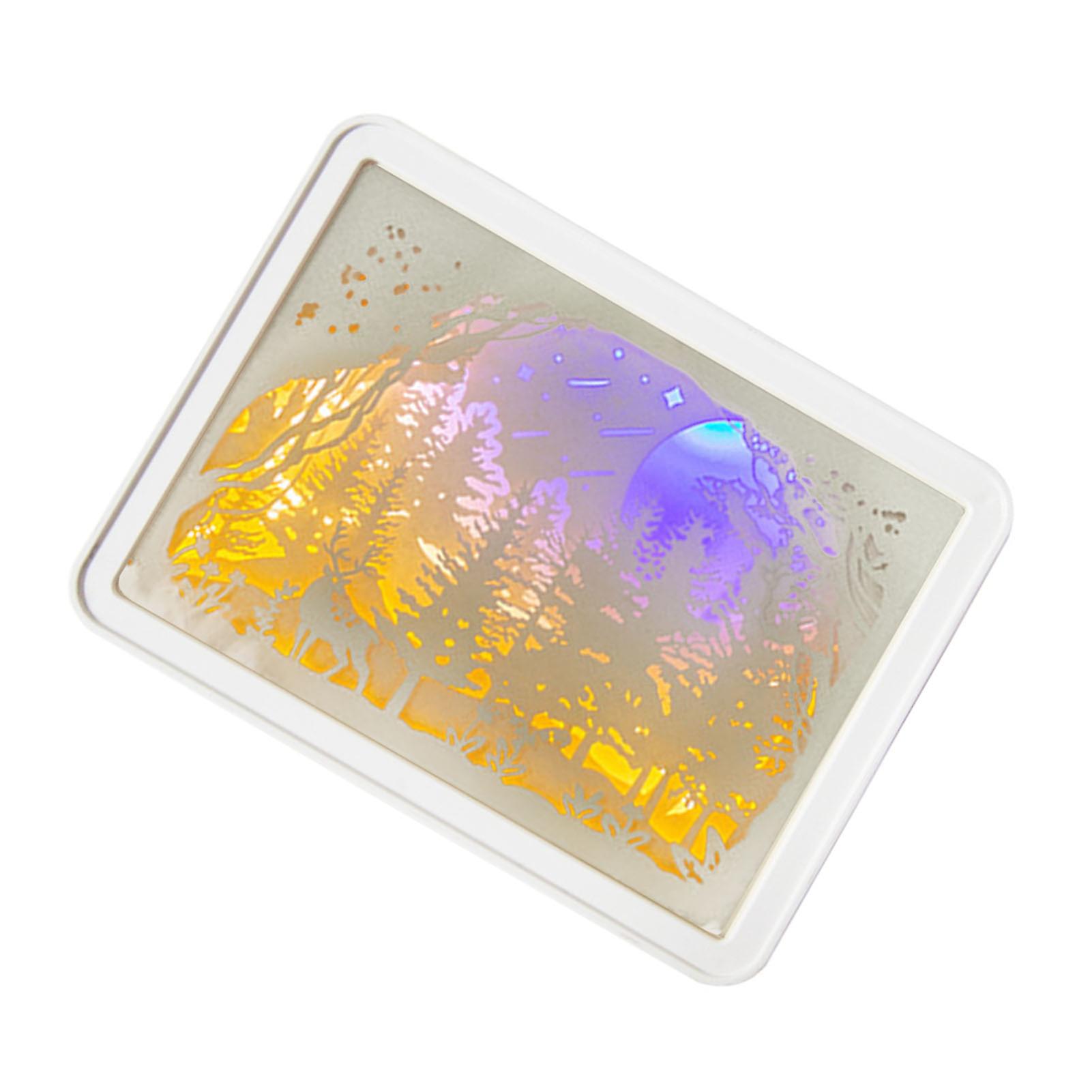 Papercut Light Box Soft Warm Light Romantic USB Battery Powered 3D Paper Carving Lamp για τον τύπο 3 κομμάτων γραφείων υπνοδωματίων (χειροκίνητος διακόπτης)