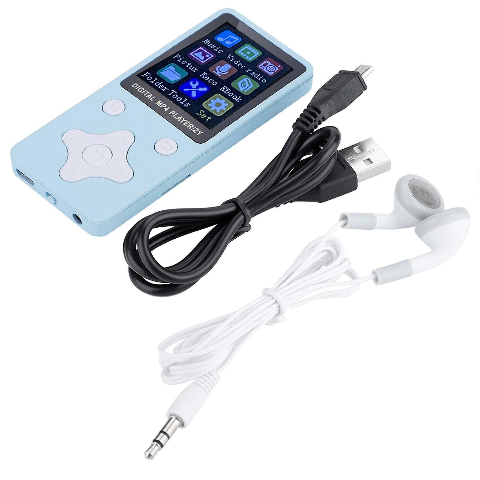 Mini Portable USB Digital MP3 / MP4 Music Player Support 32GB TF Card with Headphone Light Blue