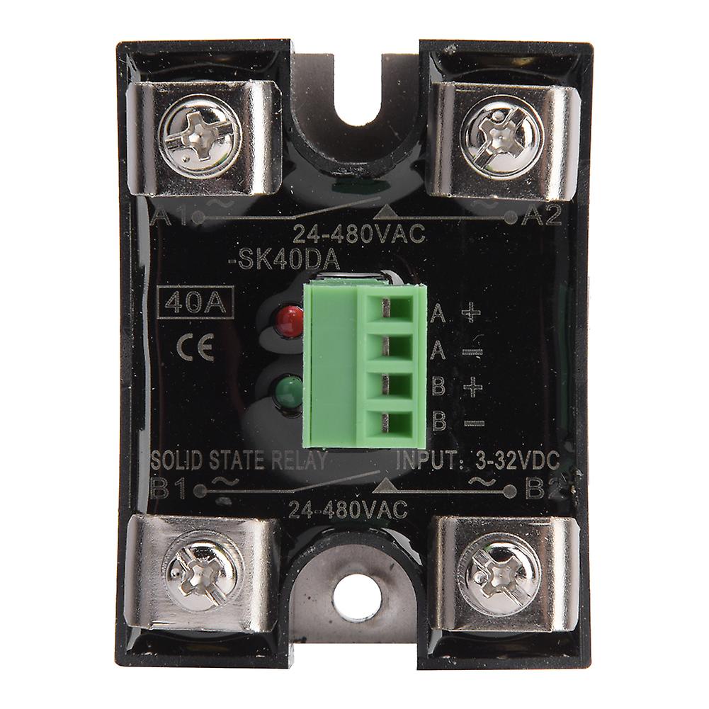 BERM Dual Channel DC Solid State Relay, Single Phase AC Dual Channel DC Control SSR 24-480VAC (40A (BERM-SK40DA))