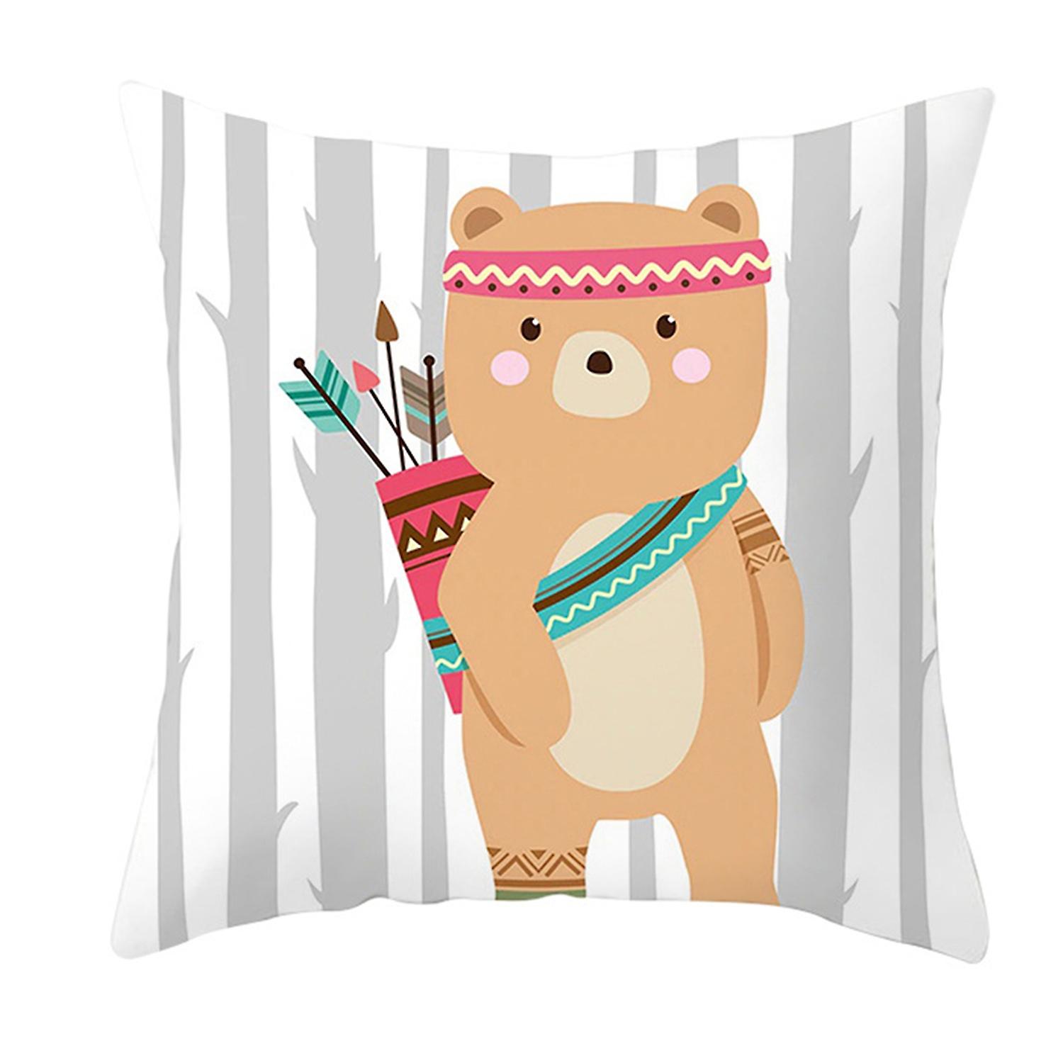 Pillow Cover Soft-touching Smooth Zipper Square Animal Print Cushion Case for Living Room