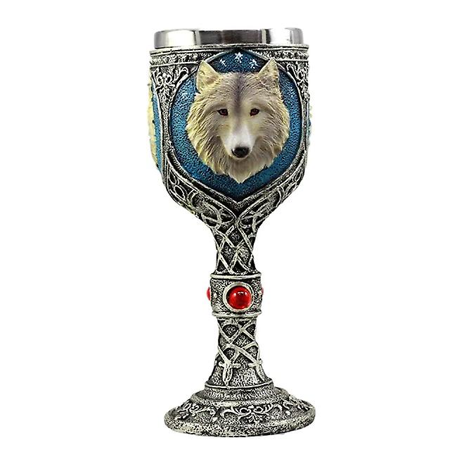Blue Remus Gray Celtic Wolf Magic 7oz Wine Chalice Goblet Cup, Ha