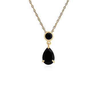 Classic Pear & Round Black Onyx Pendant Necklace in 9ct...