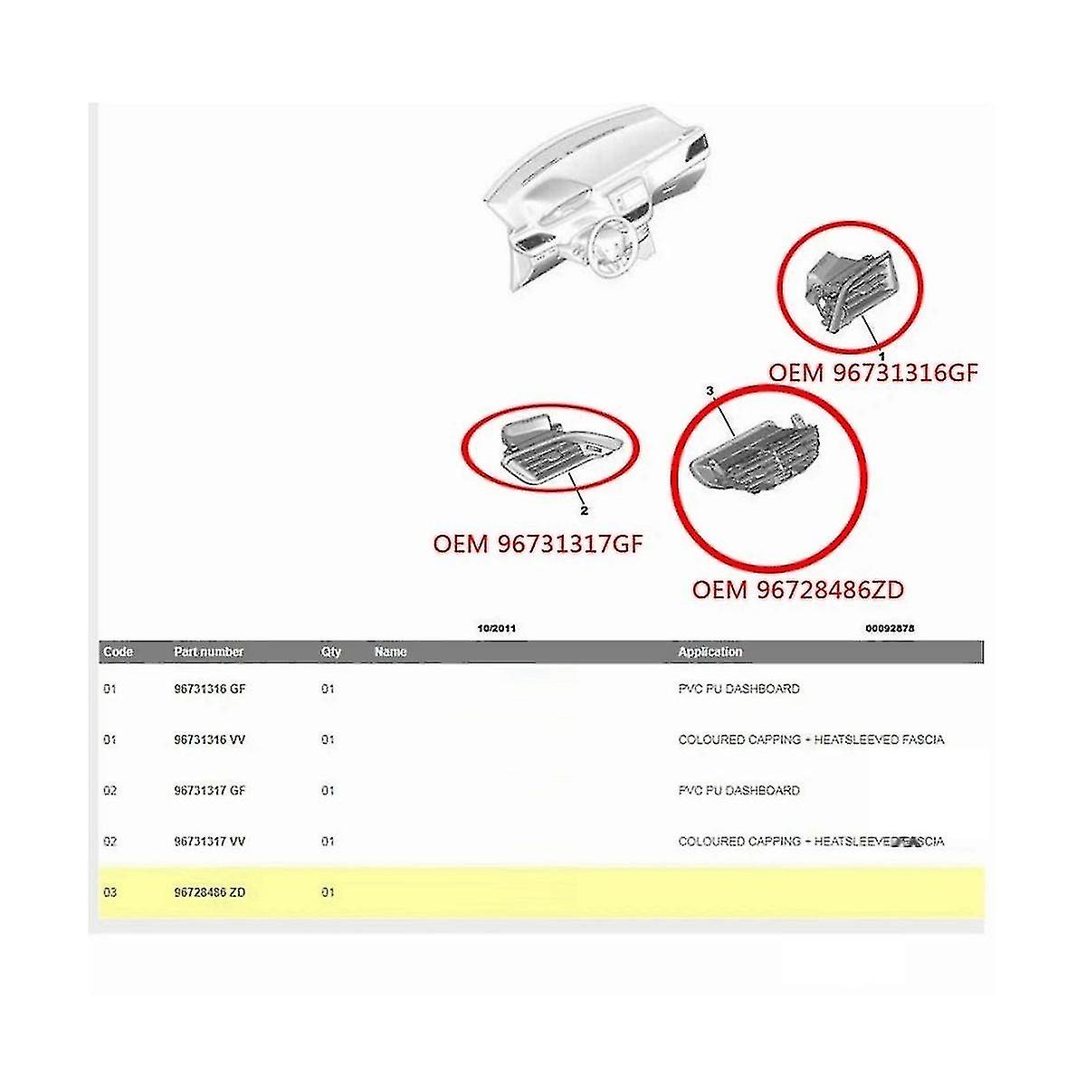 Car Conditing Outlet For 208 2008 C3 96731316zd Left