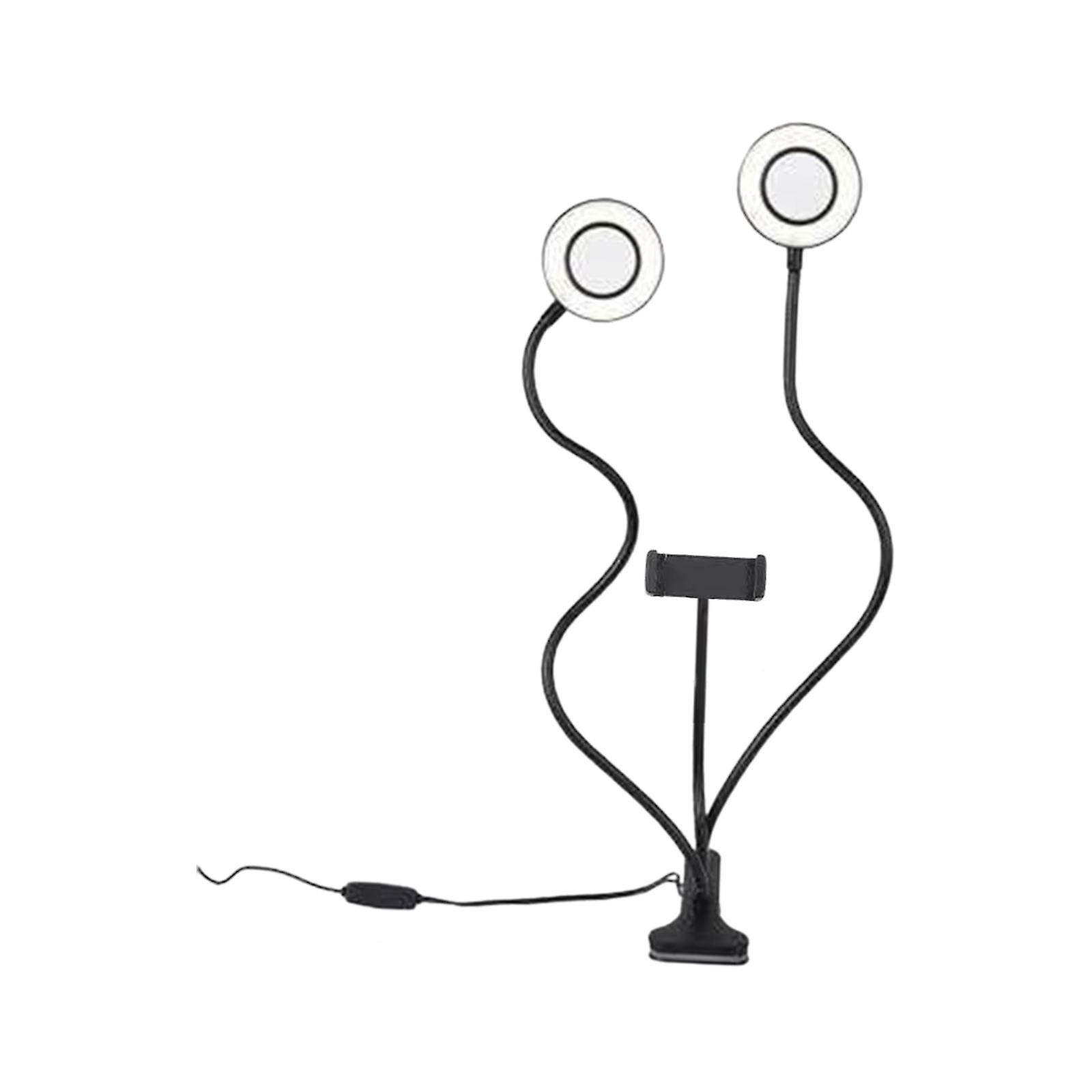 Clip on Desk Light Double Head Table Lamp for Video Call Study Bed Headboard