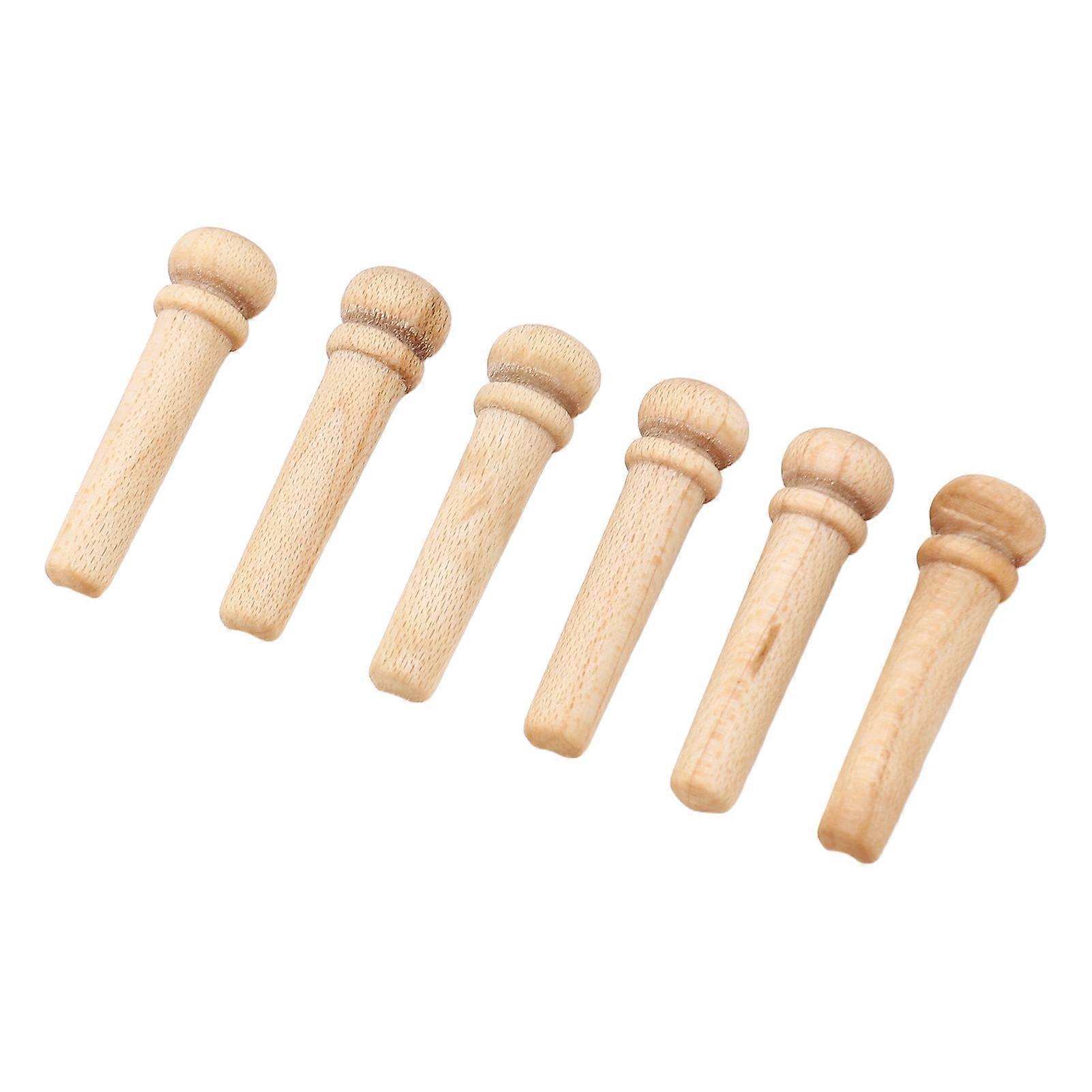 6PCS Guitar Bridge Pin Replacement Maple Wood Guitar Pressure String Nails Pin for Practice