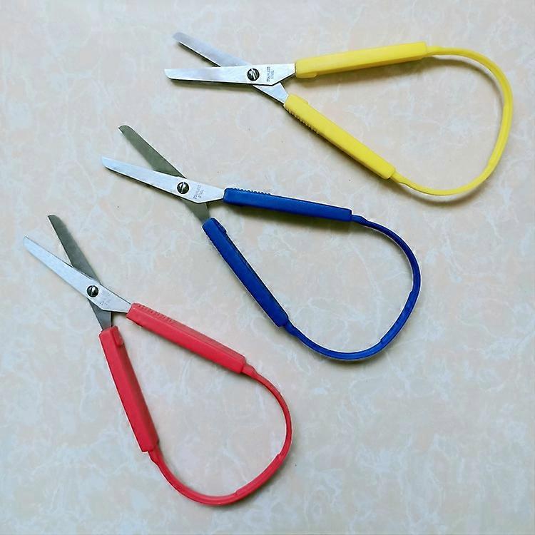 3pcs Loop Scissors, Spring Scissors Mini Training Loop Scissors Loop Scissors Colorful Grip Scissors Loop Handle With Easy-open Squeeze Handles