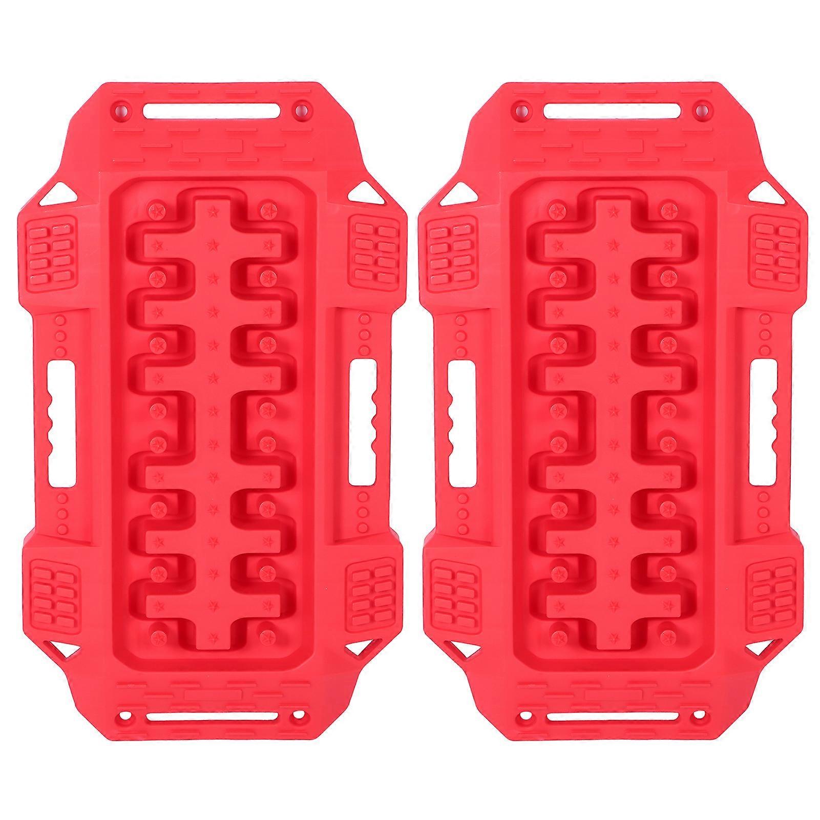 2pcs Recovery Traction Tracks Snow Sand Mud Tire Ladder AntiSkid Universal Vehicle Accessory(Red ) E2U812