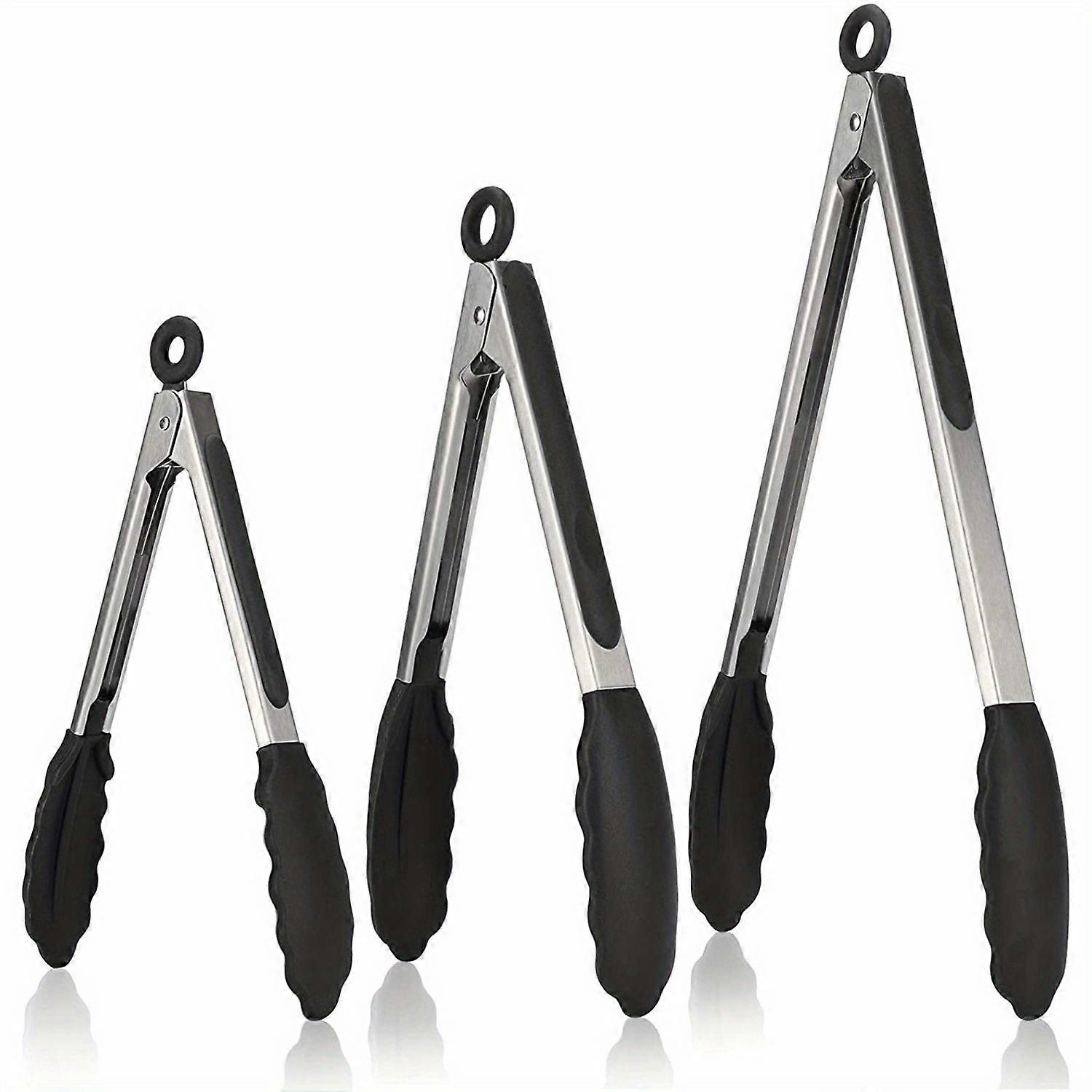 1/3pcs, Stainless Steel Silicone Food Clip, Premium Silicone Barbecue Clip, Heat Resistant Steak Clip With Silicone Rubber Grips, Salad Clips, Serving