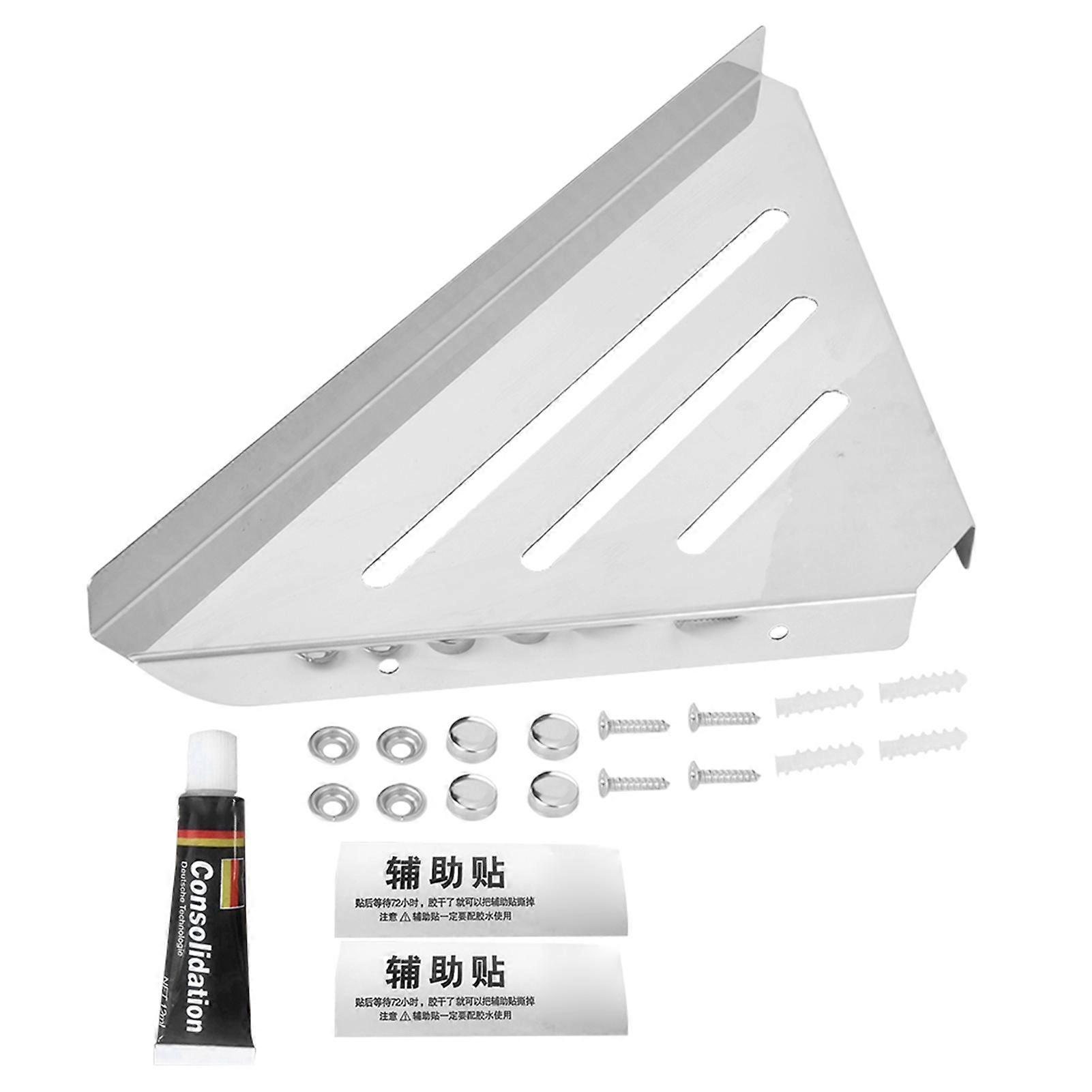 Stainless Steel Triangular Storage Shelf Shower Corner Shelf Rack Organizer For Home Bathroom(free Punching Type )