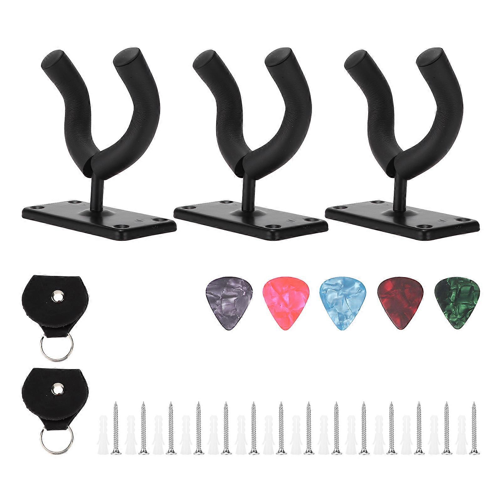 3個ギターフックウォールマウントホルダーバイオリン二胡ウクレレ用取り付けアクセサリー付き