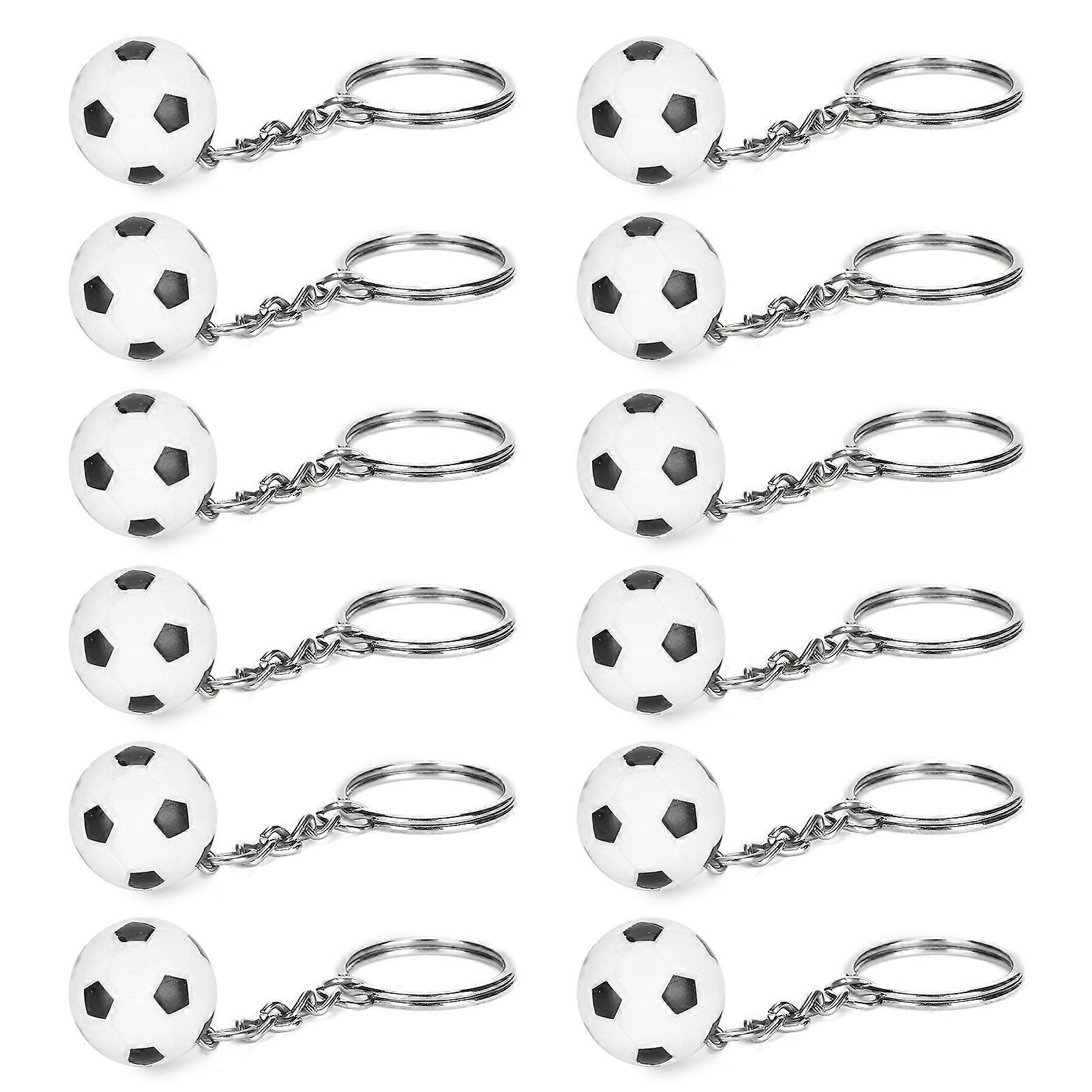 12pcs Soccer Ball Keychains Mini Simulation Soccer Pendant for Party Gift School Prize
