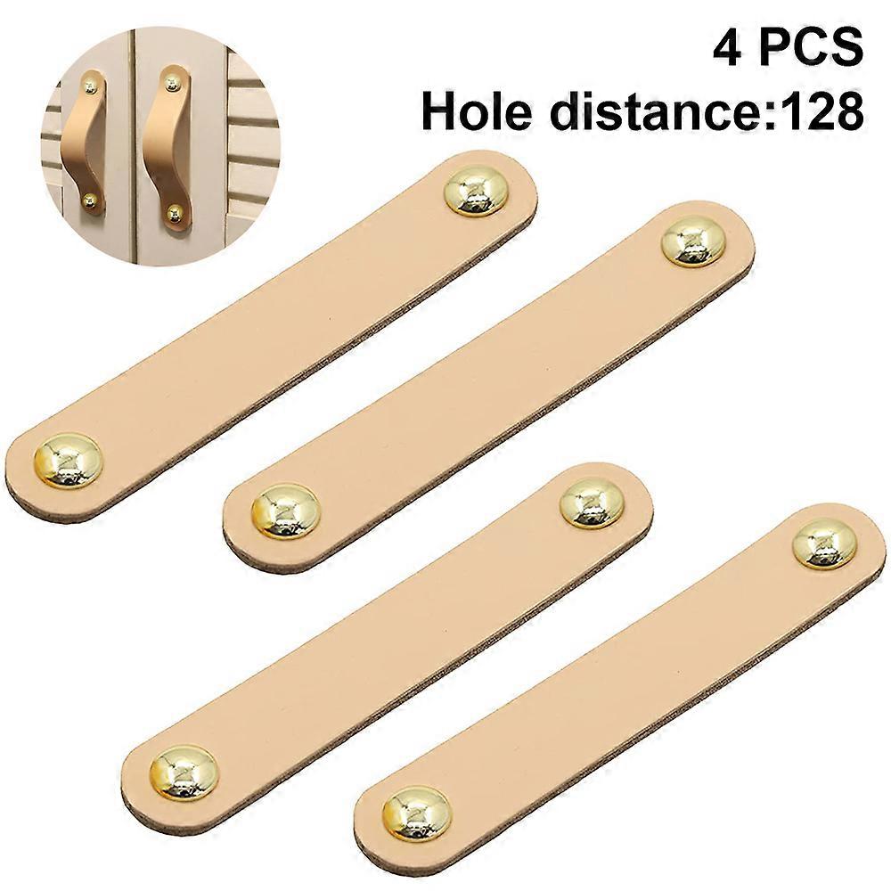 4 Pieces Leather Drawer Knob Pull Handle - Premium Cowhide Cabinet Pulls