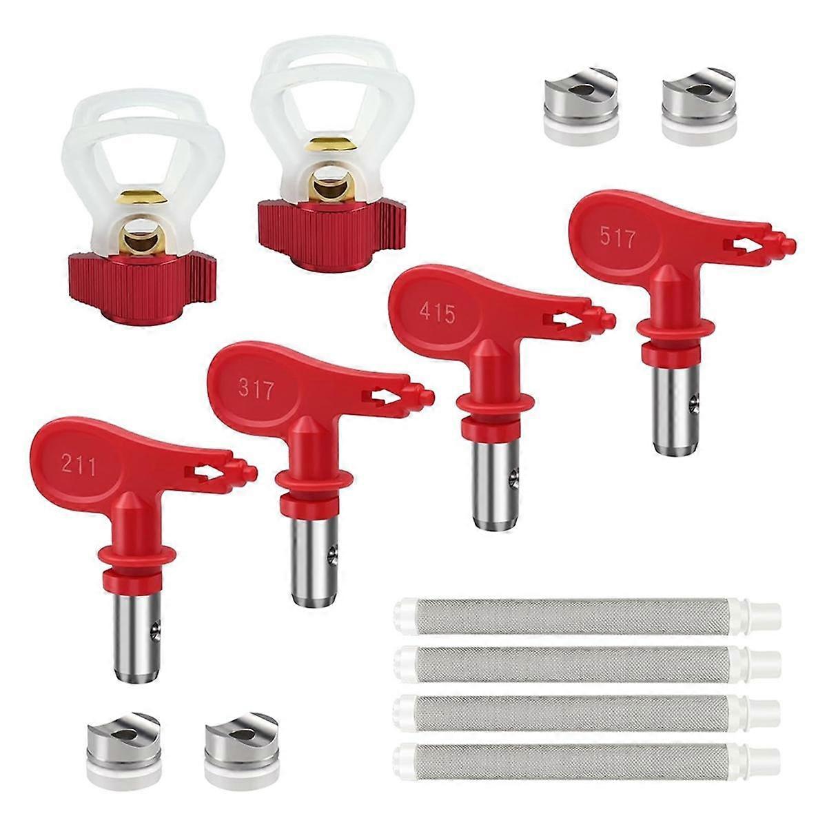 Reversible Airless SprayPaint Tip Nozzles with Tip Guard Nozzle Seats & Paint SprayGun Filters for Airless Sprayer
