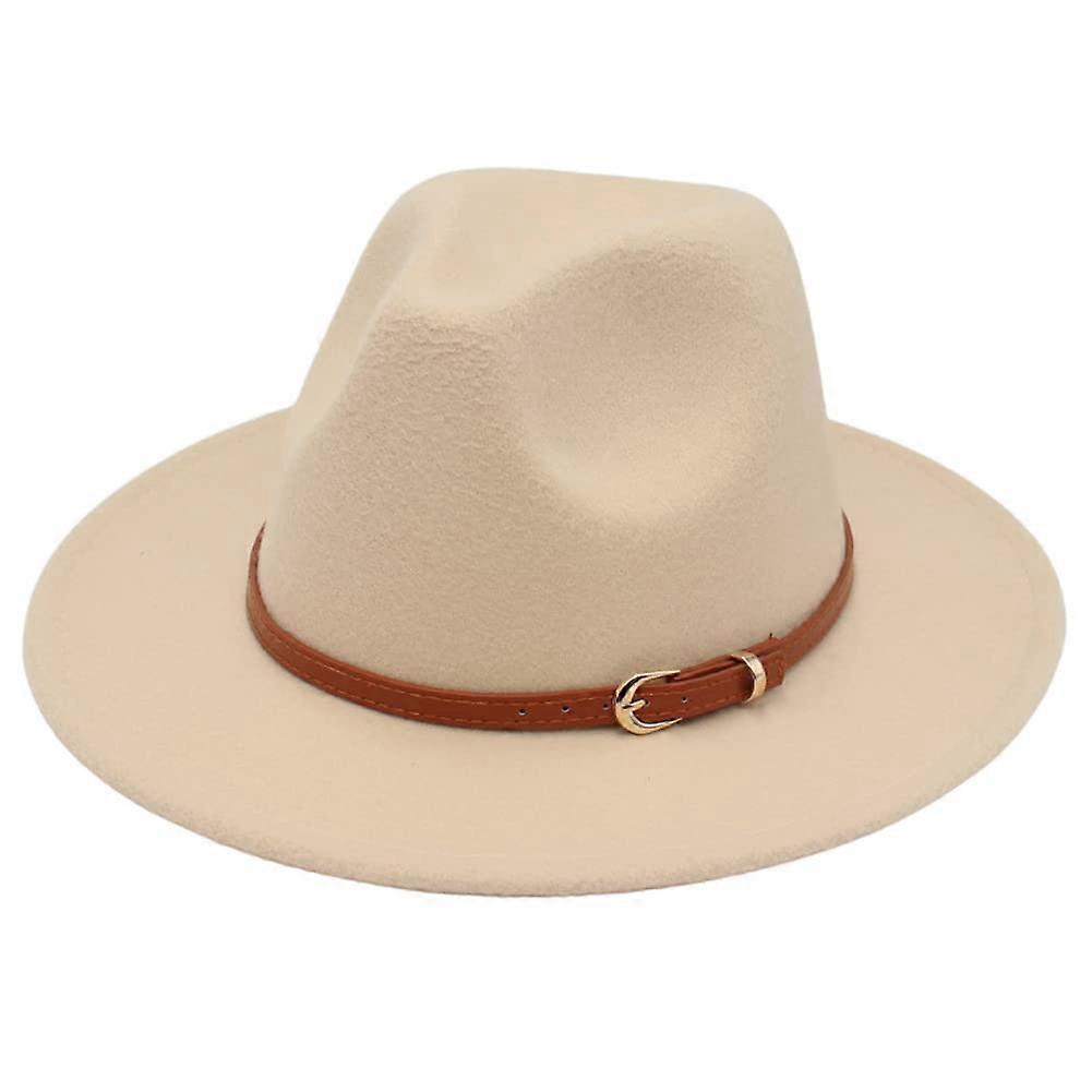 Filcowy kapelusz dla mężczyzn i kobiet Zimowy kapelusz Fedora z szerokim rondem kapelusz panamski (biały M)