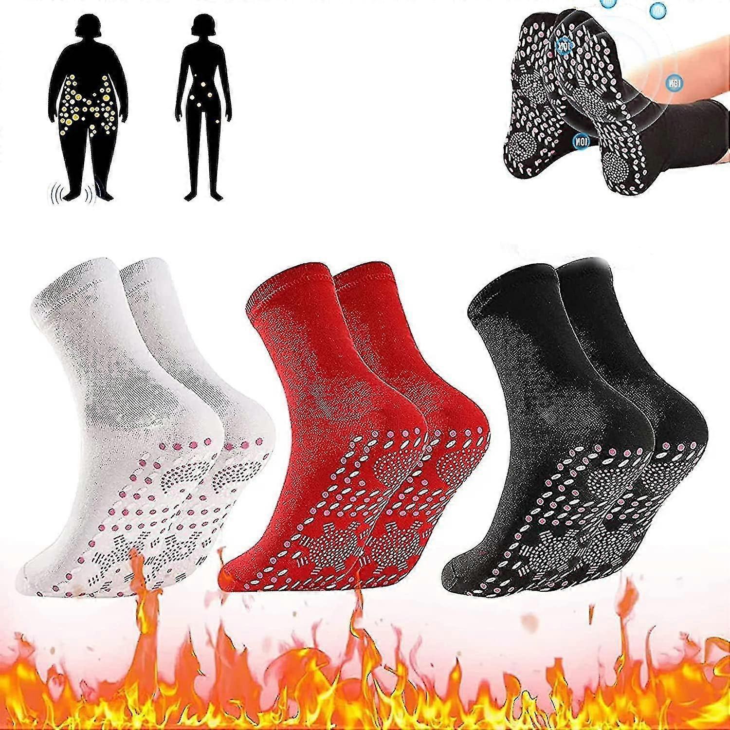 Calcetines calefactables, calcetines térmicos, calcetines calentadores de pies para hombres y mujeres, calcetines térmicos cómodos de terapia magnética, calcetines Masagge autocalentables