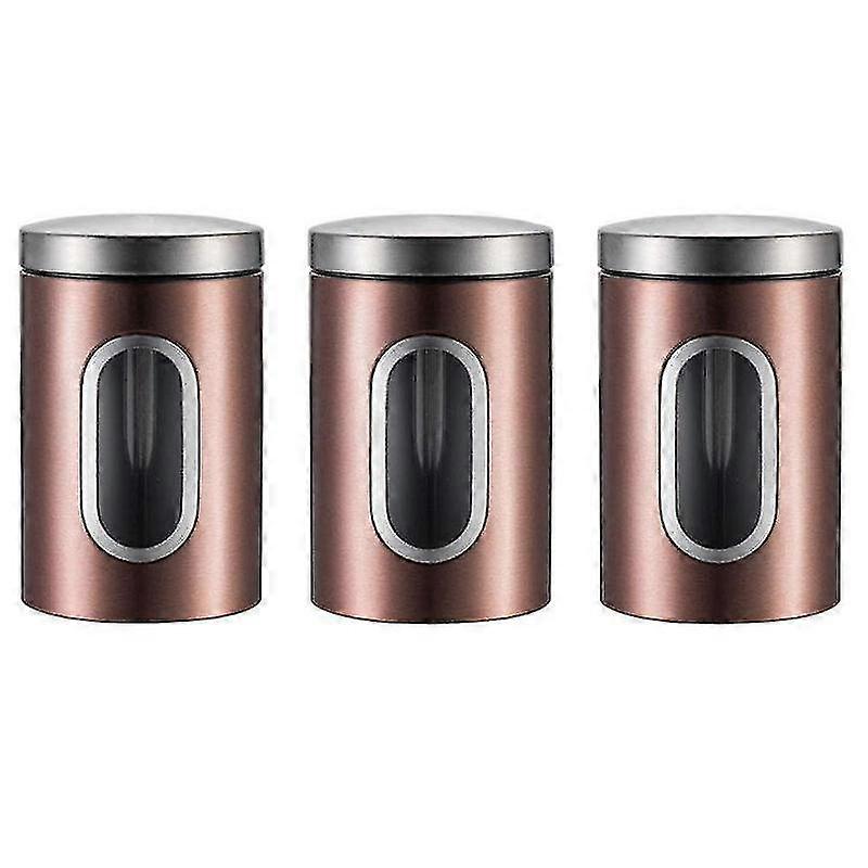 3pcs Tea Coffee Sugar Storage Canisters Jars Pots Kitchen Container Tins-Yvan