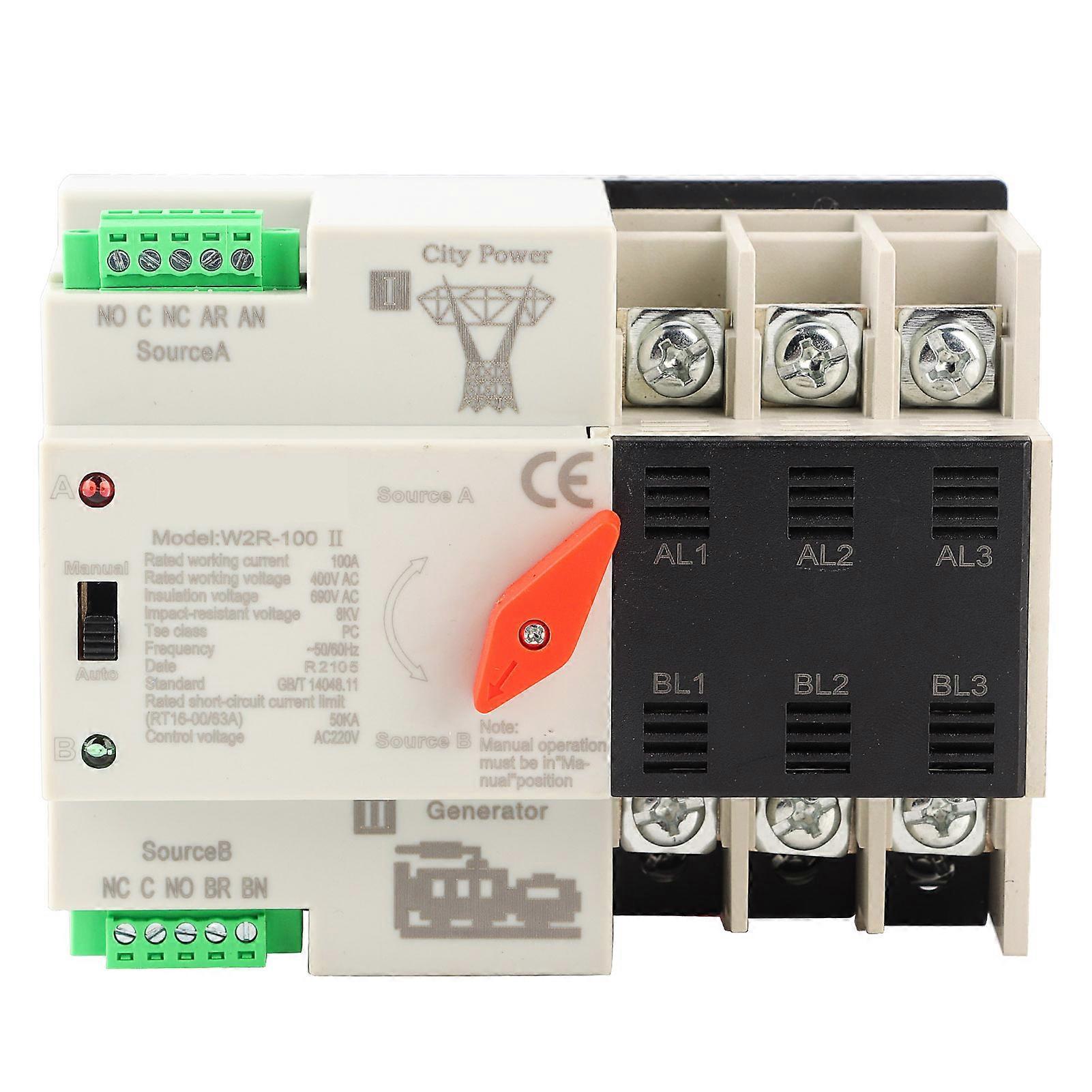 W2R100 Dual Power Automatic Transfer Switch 3P 100A 50Hz Power Transfer Switch NO.2406