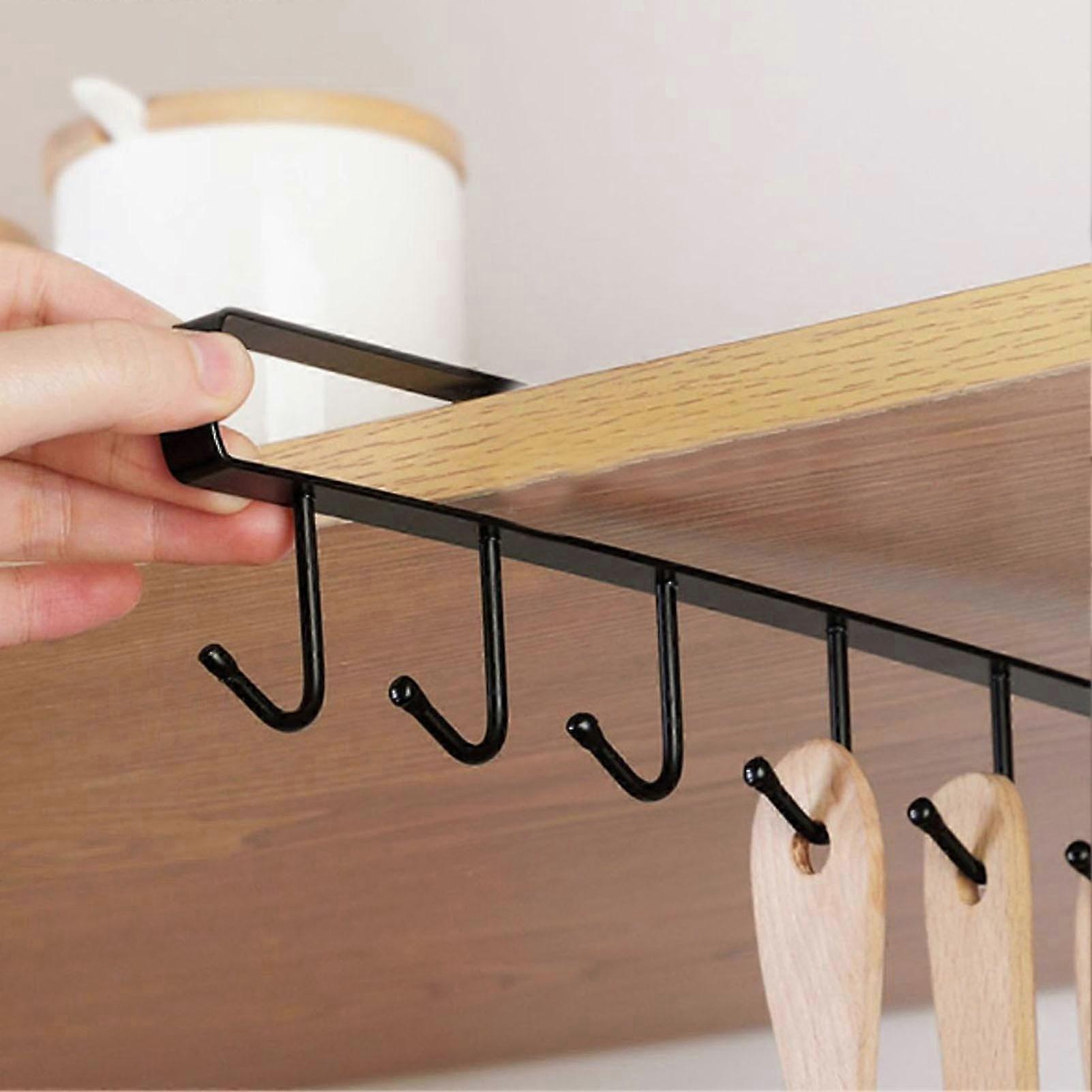 6 Hooks Under Cabinet Hangers No Drilling Under Cabinet Mug Holder Rack ...