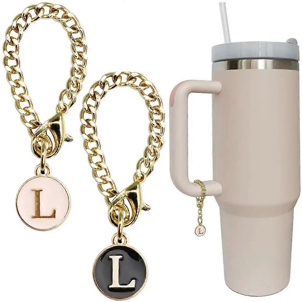 2Pcs Letter Charms Accessories for Cup Stanley Tumbler Water Cup Handle Personalized Identification Letter Charm Chain White