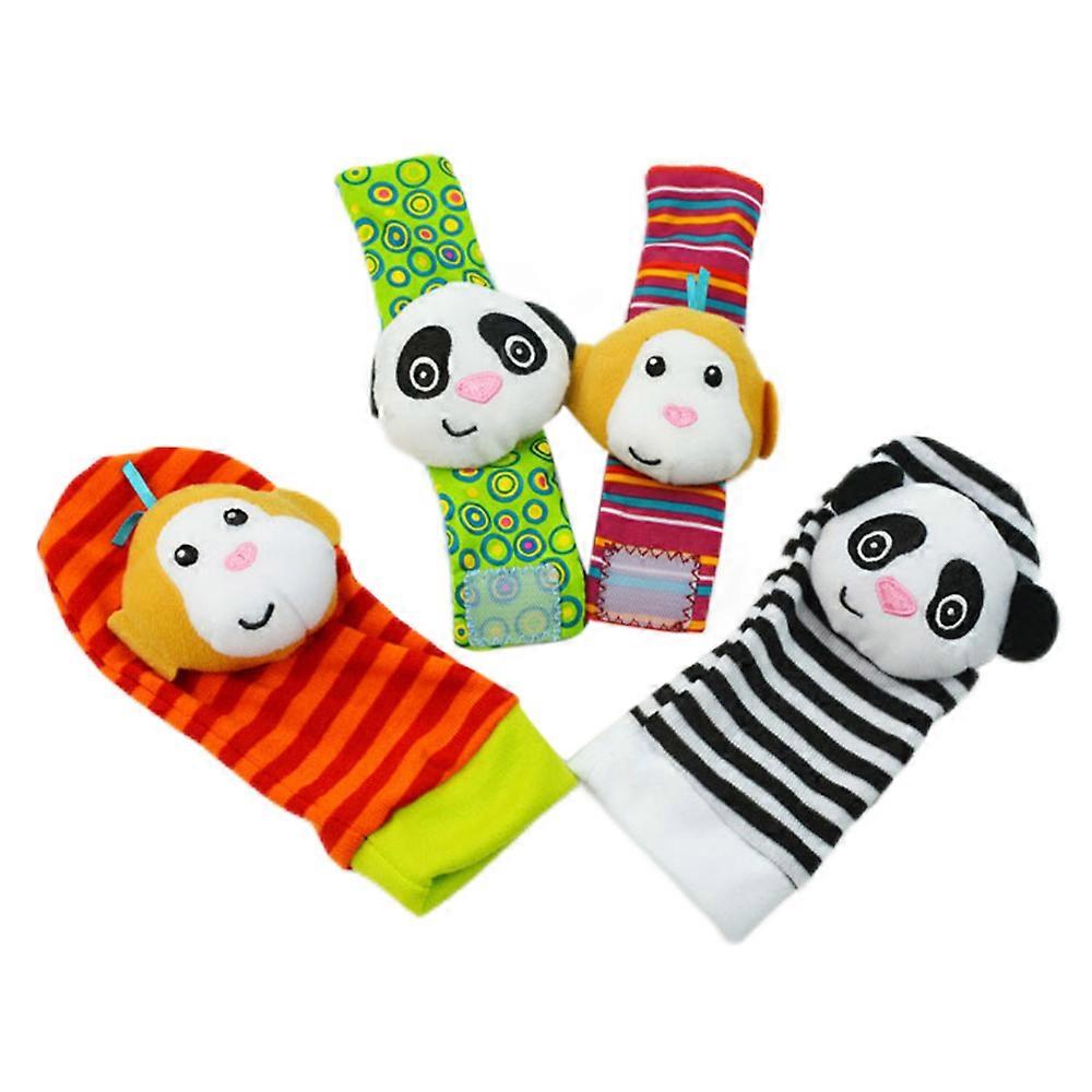 Baby Rattle Socks Wrist Strap Rattles Set Cute Baby Animal Development Toy