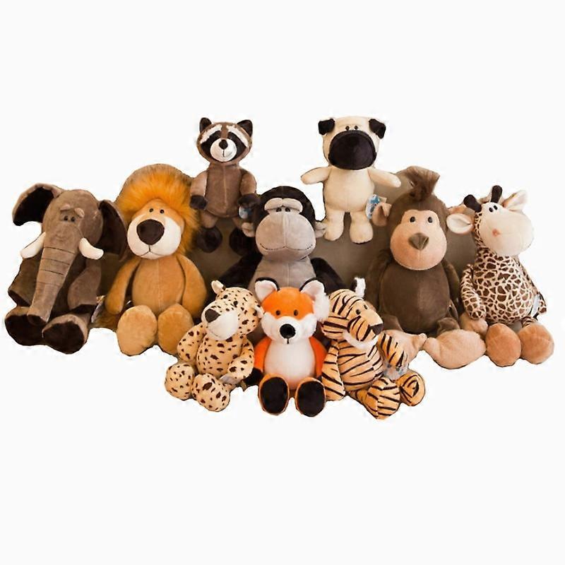 Jungle Animal Stuffed Toys Forest Animals Soft Plush Dog Zebra Elephant Lion Fox Giraffe Kid Playmate Doll Christmas Gifts