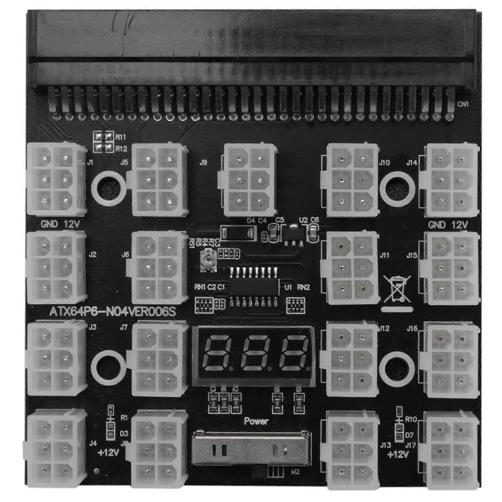 Breakout Board 17 Porta 6Pin LED Display Power Module Server Card Adapter para 1200W 750W PSU GPU Min