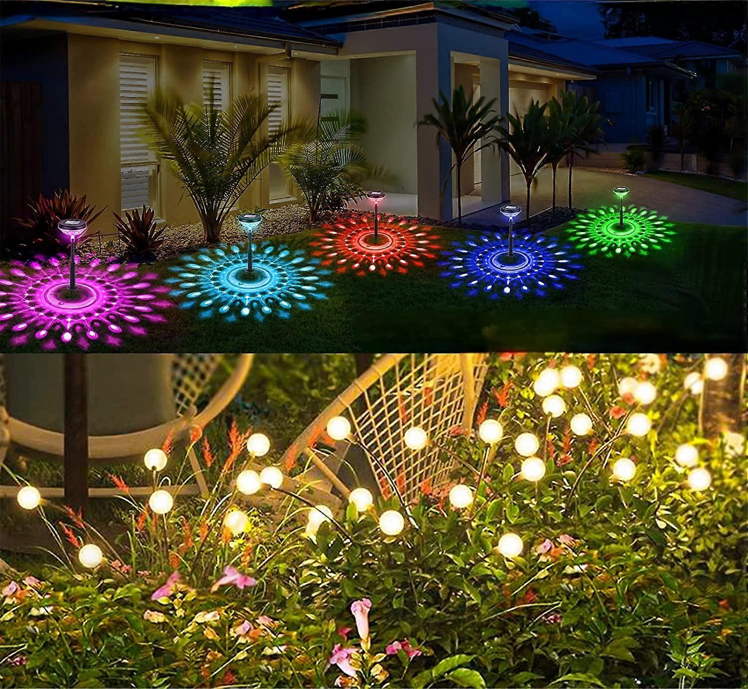 4 Pack udendørs sol firefly havelys +8 pakke sol sti lys vandtæt til gården