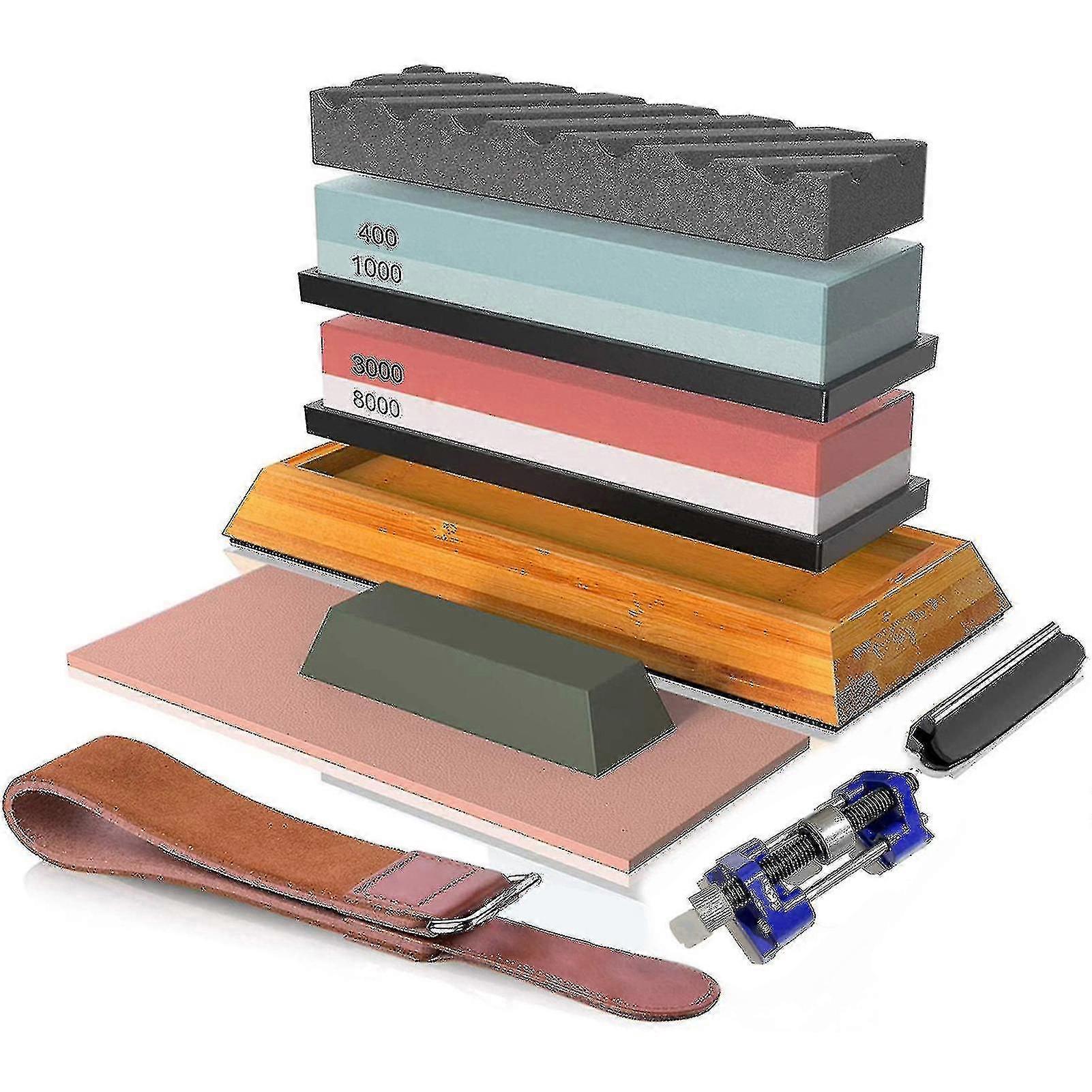 400/1000 3000/8000 Premium Whetstone Cut Sharpening Stone Set Sharpener Non Slip Base Cutter Sharpener