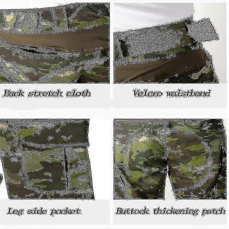Pantalon Tactical Militaire Airsoft Avec Genouillères - Homme Combat Multi-Poches