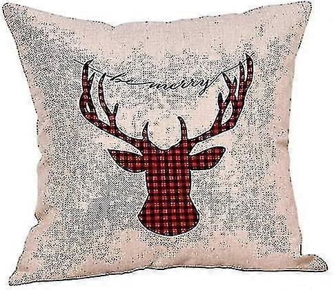 Pillowcase Linen Christmas Deer Pattern Pillowcase 45x45