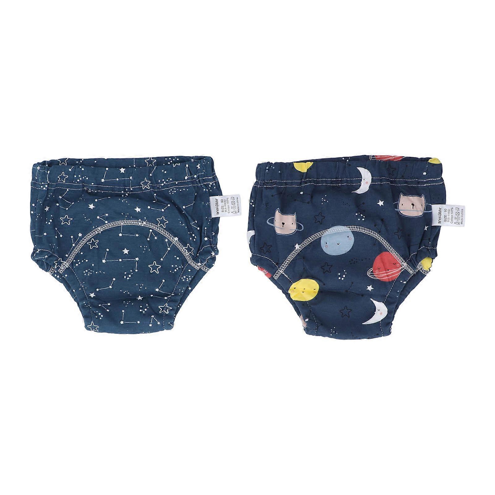 2 Pcs Toddler Training Pant Cotton Strong Absorbent Washable Reusable Elastic Baby Training Underwear Star Sky Pattern