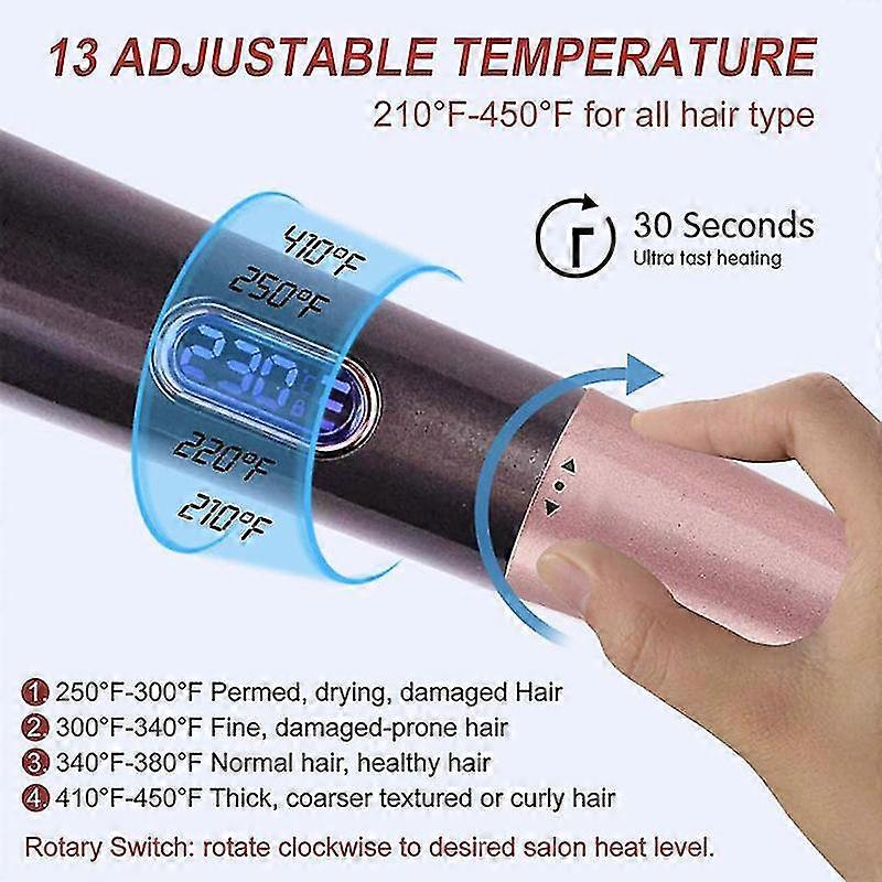 2 In 1 Hair Curler And Straightener Spiral Wave Curler Flat Curling Iron Crimp Straightening Tools 360 Rotation Lcd Display