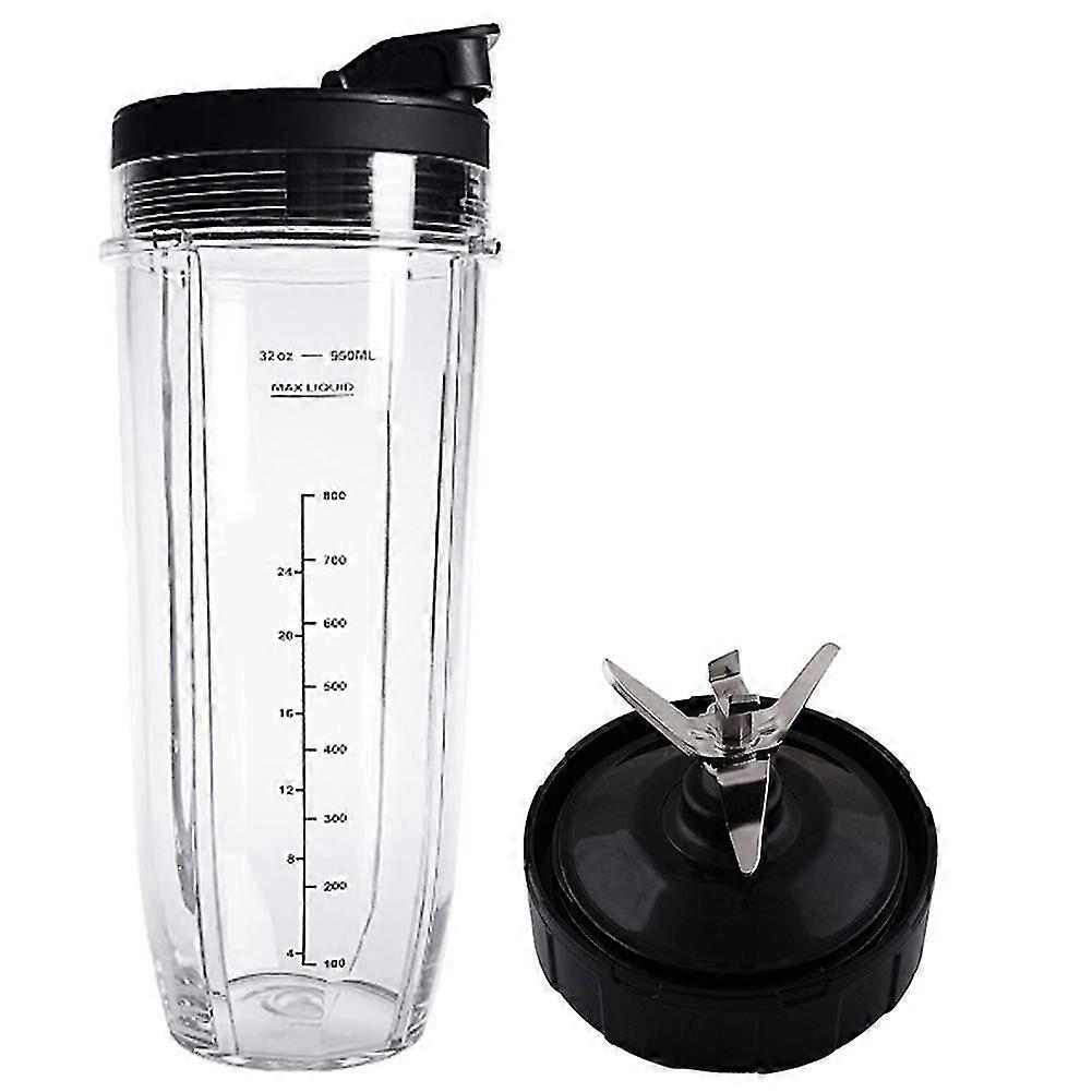 Lid And 32oz Cup And 7 Fins Blade For Compatible For Ninja Auto Iq 1000w Blender Accessories Replac