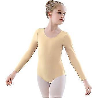 Inhzoy Kids Girls Long Sleeve Ballet Gymnastic Leotard Full Length Jumpsuit Unitard Solid Color Dancewear,Sizes 3-14 Green 13-14