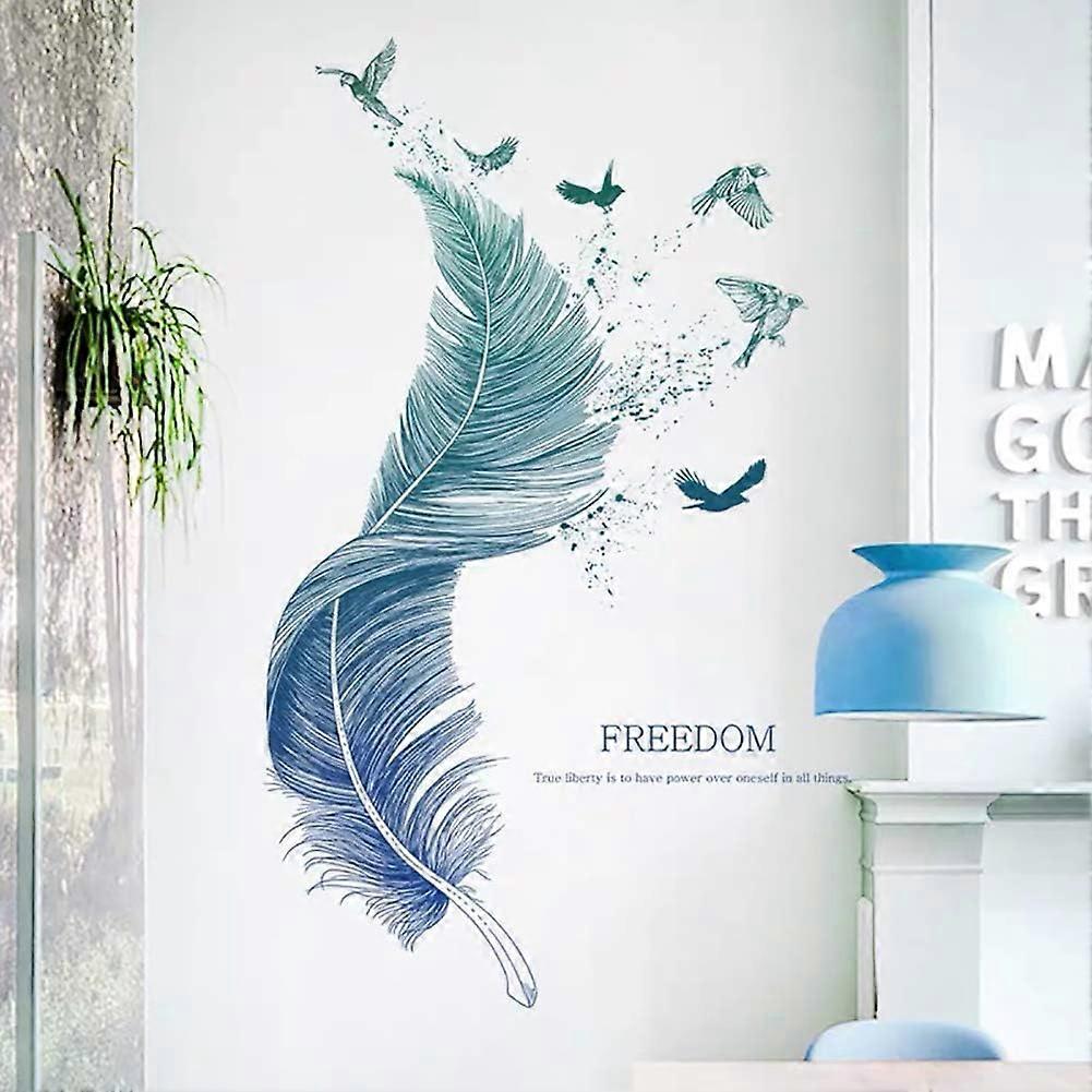 PLUME wall sticker in blue I modern decorative I Decoration for living room bedroom kitchen hallway furniture tiles adult teenager child