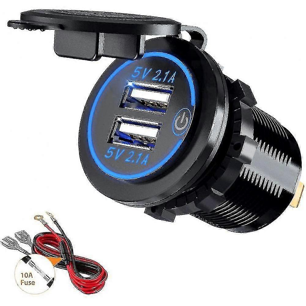 Car Usb Charger Socket For 12v-24v Vehicles,blue