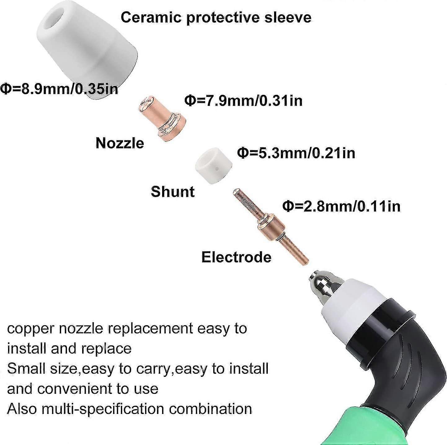 20 Pezzi Accessori Taglio Plasma PT-31 - Ugelli Ed Elettrodi Per CUT-30, 40, 50 - Foto 10