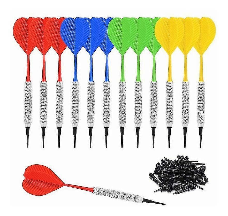 Dart Set With 100 Extra Soft Tips,safety Soft Darts(red,yellow,blue,green)(12pcs)