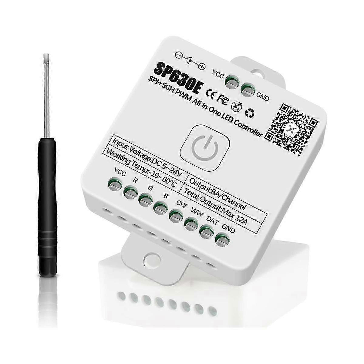 SP630E Bluetooh LED Controller Support PWM Single Color CCT RGB RGBW RGBCCT and SPI TTL IC Chip LED Strip Light