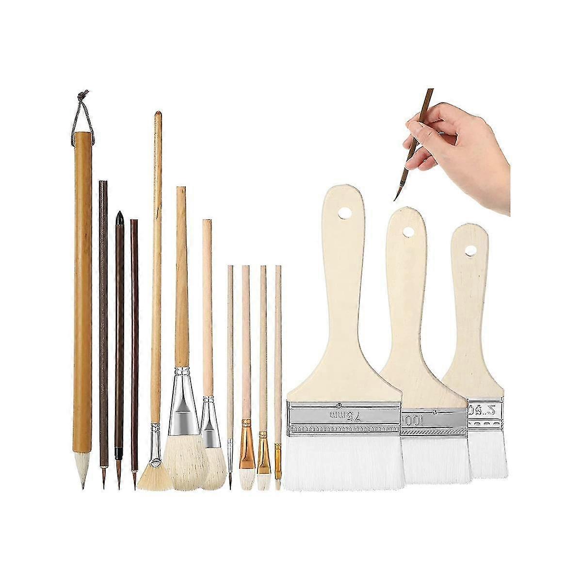 14 Pcs Paint Brushes Different Shapes Glaze Brushes Acrylic Paint Sets For Pottery Artists Adults K